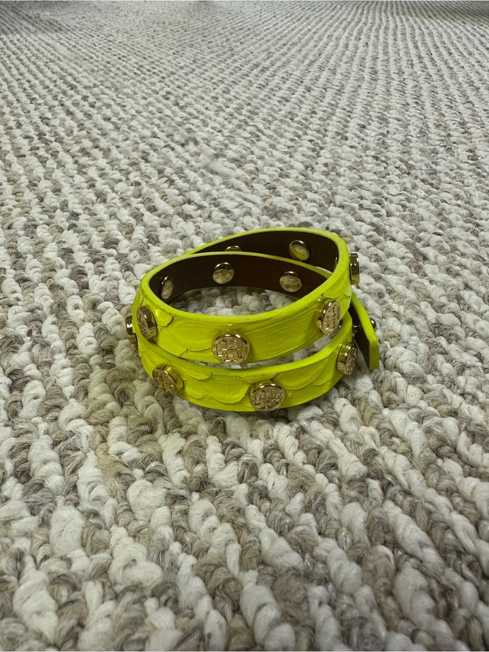 NWOT Tory Burch Snake Skin Double Wrap Bracelet - Neon Yellow